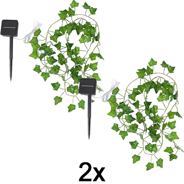 2x Соларни Приказни Светлинки с Изкуствени Листа от Бръшлян (5 м) | LEAFGLO