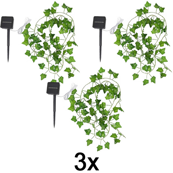 3x Соларни Приказни Светлинки с Изкуствени Листа от Бръшлян (5 м) | LEAFGLO