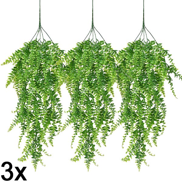 3x Изкуствен висящ папрат (80 см) | FERNY