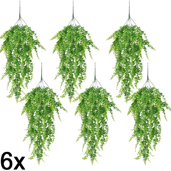 6x Изкуствен висящ папрат (80 см) | FERNY
